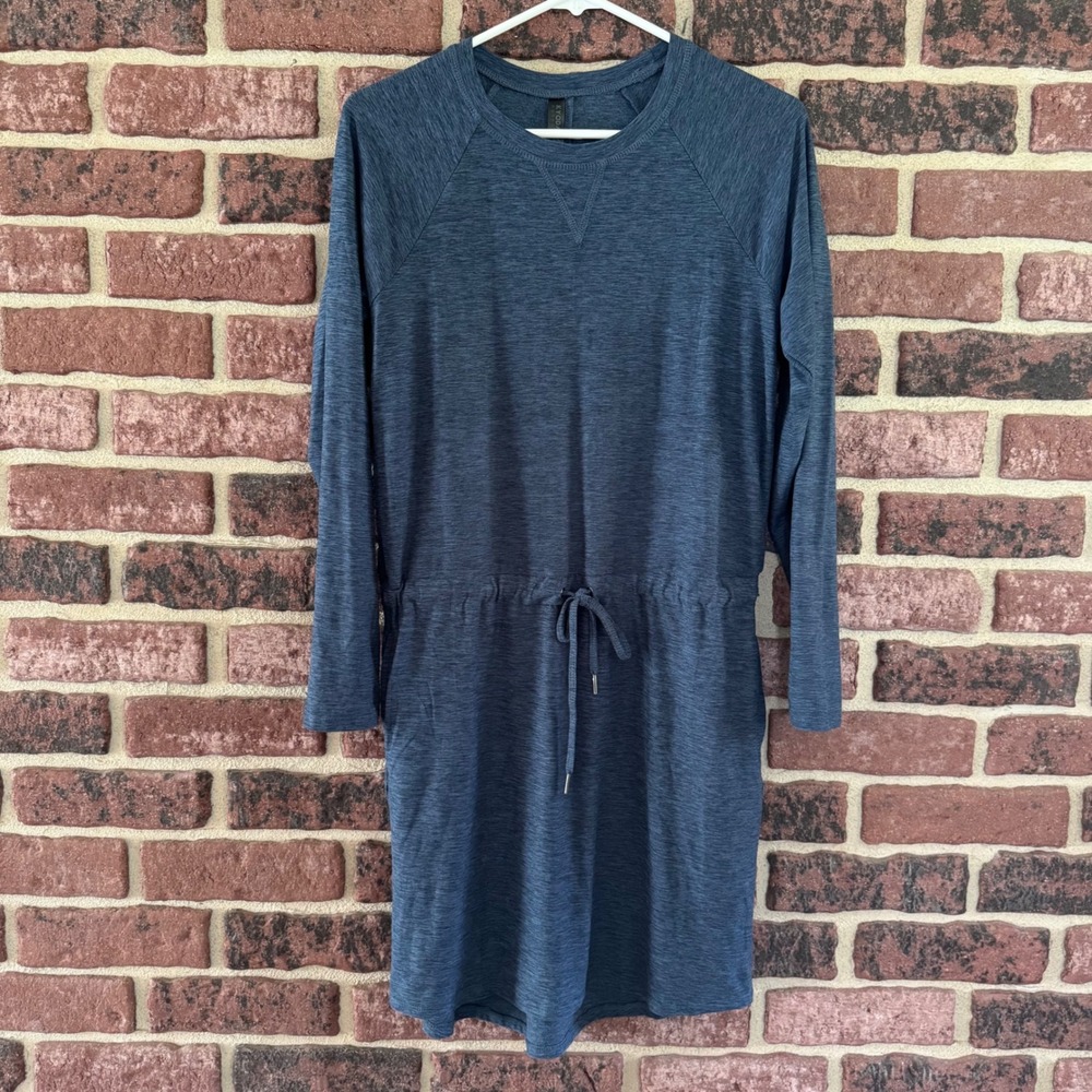 Kyodan Outdoor Womens Heather Navy Blue Long Sleeve Drawstring Active Dress XS